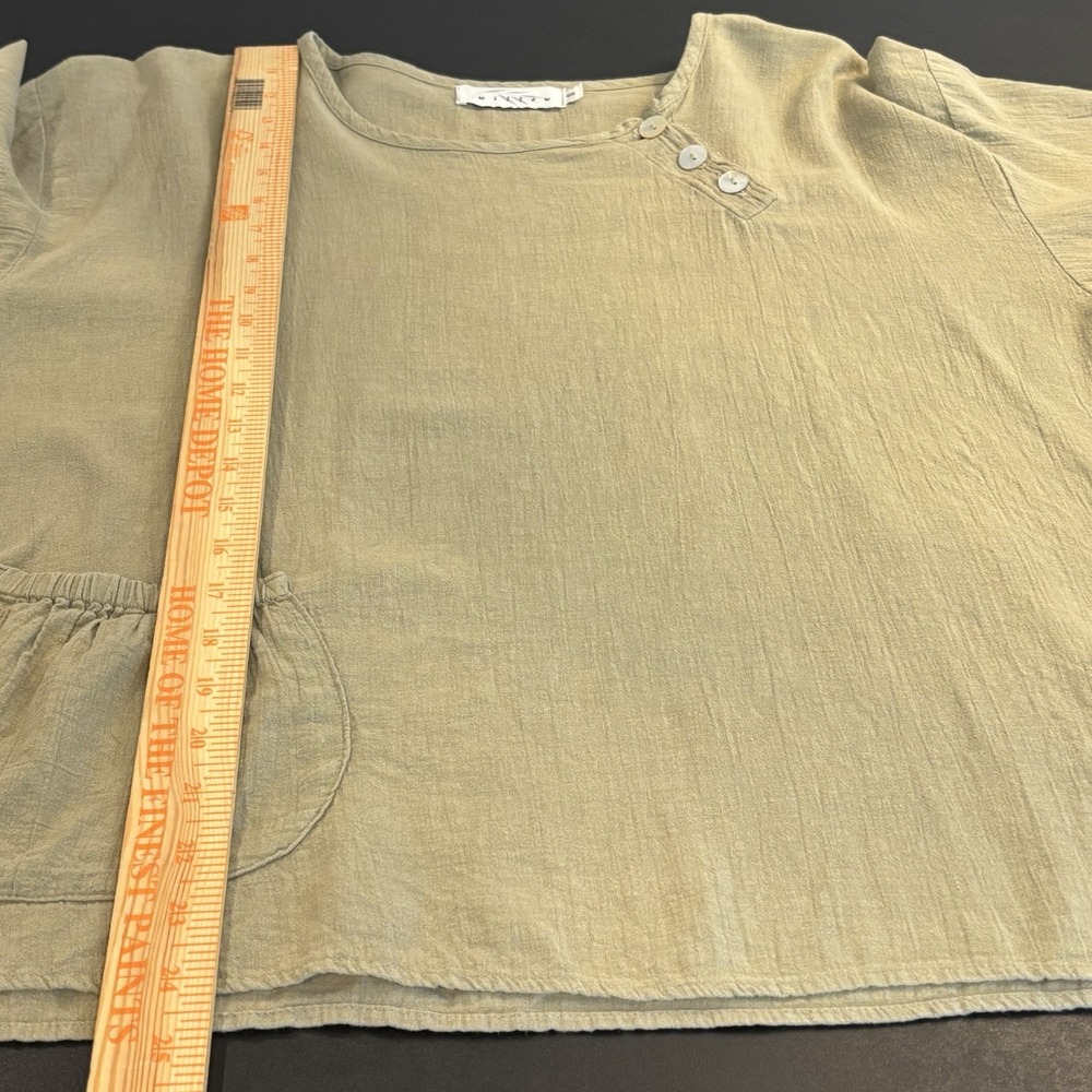 Willow‎ 100% Linen Womens Sage Green Lagenlook Top SM Boho Artsy Relaxed Fit - Picture 7 of 8